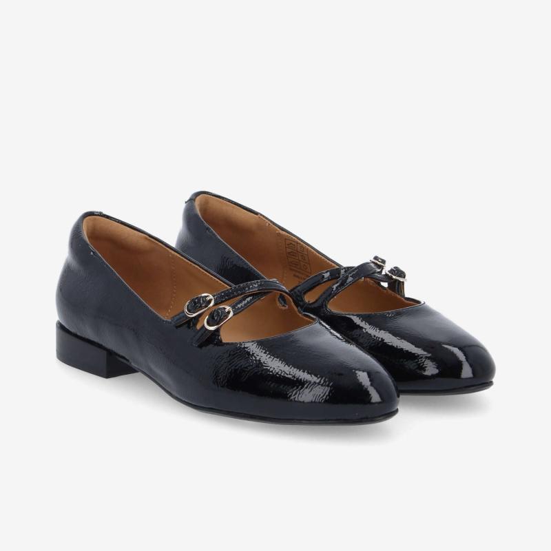 FLORA BALLERINA W - WRINKLED PATENT - NOIR